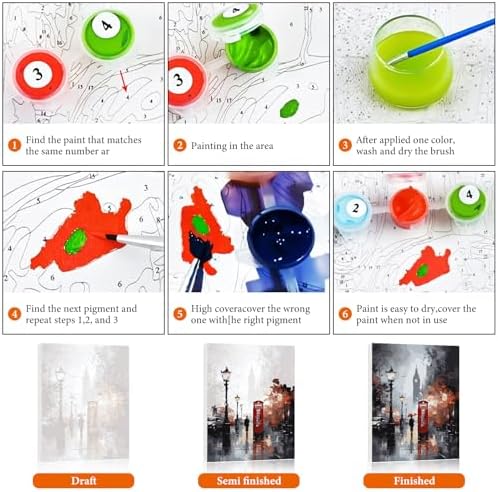 Framed Paint by Numbers Kit for Adults Beginner 16x20 Inch, London City - Image 6