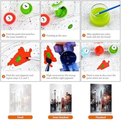 Framed Paint by Numbers Kit for Adults Beginner 16x20 Inch, London City - Image 6