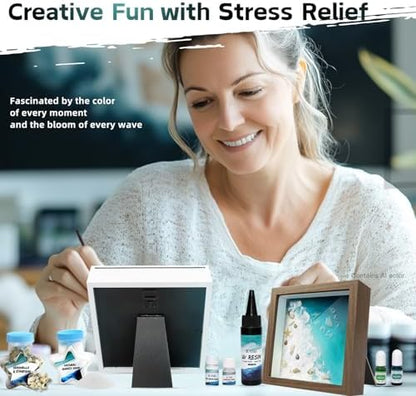 iLAND Crafts for Adults Zen Ocean Resin Art Kit, Creative Teen Crafts Resin Kit for Beginners, Crafting Hobbies for Women, DIY Sea Art Projects for Adults, Unique Beach Themed Gifts for Crafty Crafter - Image 5