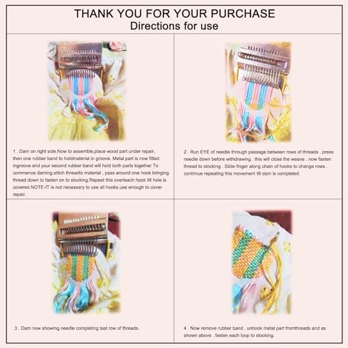 PATIKIL 21 Hooks Mini Weaving Machines Kit, Metal Quickly Small Darning Weave Tool with Accessories for Mending Knitting Stitching Clothes DIY, Style 1 - Image 5