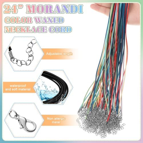Tudomro 100 Waxed Leather Necklace Cord with Clasp,Morandi Color,24 Inch - Image 2