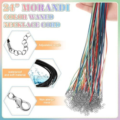 Tudomro 100 Waxed Leather Necklace Cord with Clasp,Morandi Color,24 Inch - Image 2