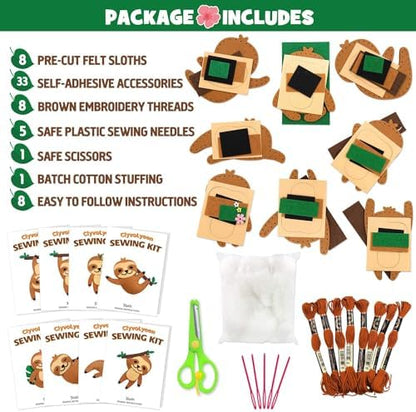 CiyvoLyeen Kids Sewing Kit Crafts – DIY Sloth & Jungle Animal Felt Crafts Sewing Set for Girls & Boys Ages 8–12 Learn to Sew 8 Cute Animal Projects - Image 4