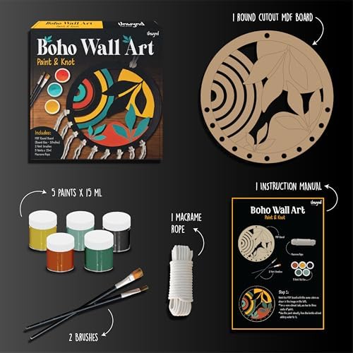 Unwynd Boho Wall Art Paint & Knot Craft Kit for Adults Macrame wall Decor - Image 5
