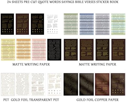 Quote and Sayings with Bible Verses Stickers for Journaling, 846Pcs Word Stickers, 24 Sheets Gold Foil Small Talk Sticker Book for Junk Journal Supplies, Scrapbooking, Bujo, Card Making - Image 2