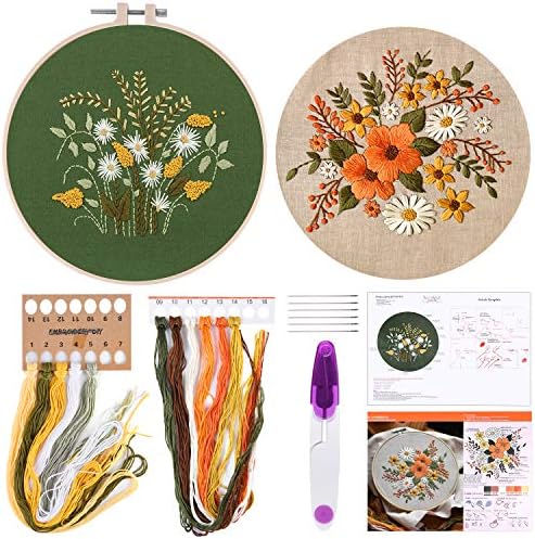 FEPITO 2 Sets Embroidery Starter Kit with Pattern and Instructions by FEPITO