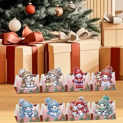 jinglinhh 8pcs Diamond Art Painting Christmas Snowman Greeting Cards with Envelopes, DIY Card Making Kits for Adults, Diamond Art Postcards Christmas Cards Craft Gifts - Image 6