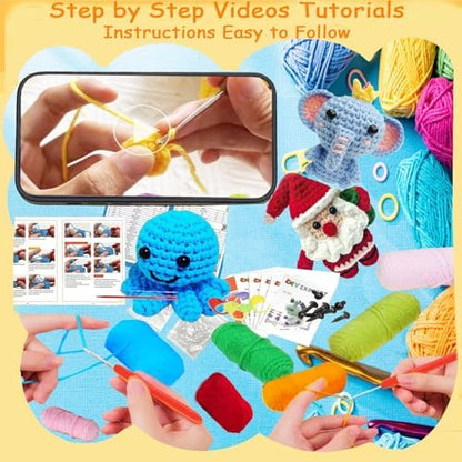 6PCS Crochet Kit for Beginners, Beginners Knitting Kit for Adults, Cute Animals Complete Starter Kit with Step-by-Step Video Tutorials and Instructions, Christmas Gifts for Adults and Friends - Image 3