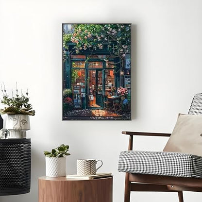 OJTOYART Paint by Numbers Kit for Adults,Bookstore Painting by Numbers for Beginner, DIY Acrylic Watercolor Oil Colorful Painting by Number Without Frame for Home Wall Decor 16 x 20 inch - Image 2