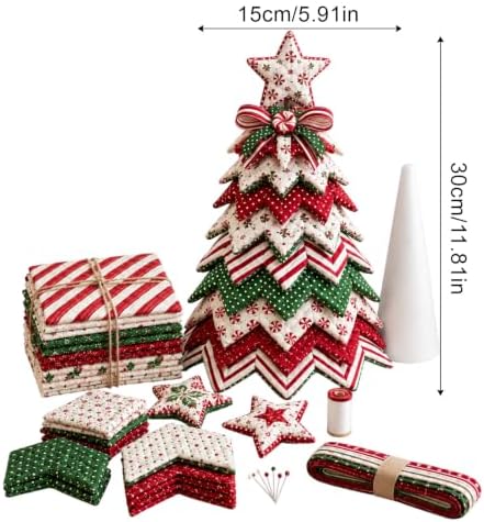 DIY Quilted Christmas Tree Kit, 3D Fabric Patchwork Craft Set for Adults & Beginners, Handmade Holiday Sewing & Tabletop Decor Project, Creative Crafting Gift Box (#V) - Image 2