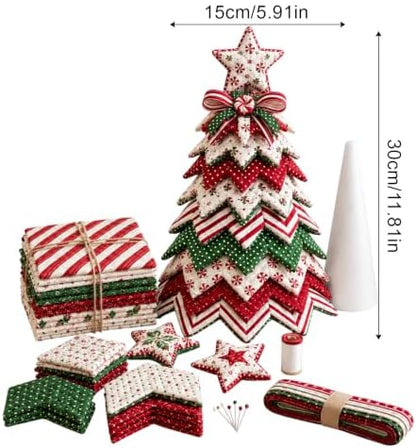DIY Quilted Christmas Tree Kit, 3D Fabric Patchwork Craft Set for Adults & Beginners, Handmade Holiday Sewing & Tabletop Decor Project, Creative Crafting Gift Box (#V) - Image 2