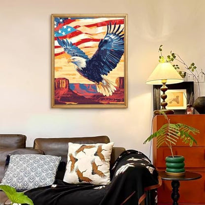 Yunnuo Paint by Numbers Kit for Adults 16x20 in,Bald Eagle in National Park - Image 3