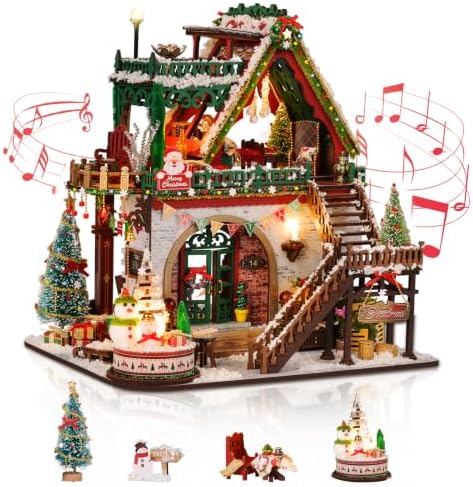 Christmas Miniature House Kit for Adults with Music Box & LED by MakingLifeFunforCool