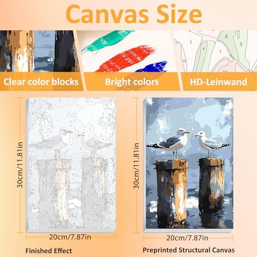 Mandun Beach Paint by Numbers Kit for Adults, 3 Pack, 7.8x11.8 inch - Image 2