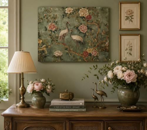 Heron Floral Paint by Numbers Kit for Adults Framed Canvas, Frameworkless - Image 5