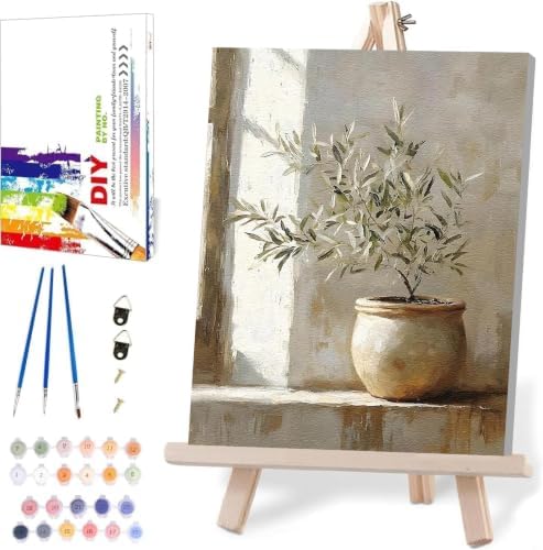 WUDWL Paint by Numbers Kit for Adults Framed Canvas, with Wooden Easel by WUDWL