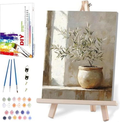 WUDWL Paint by Numbers Kit for Adults Framed Canvas, with Wooden Easel by WUDWL
