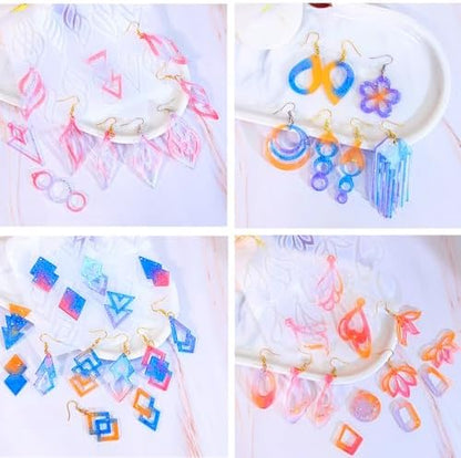 104Pcs Geometric Resin Earring Molds Kit, Irregular Shaped Earrings Silicone Mold for Epoxy Resin Dangle Drop Jewelry Molds Making Kit with 100 Earring Hook for Earrings Necklace Pendants (clear) - Image 5