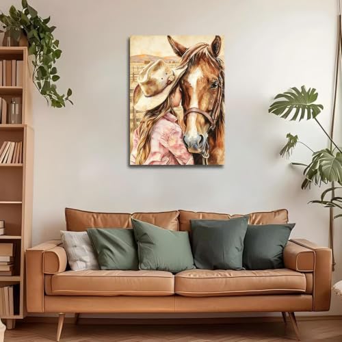 Girl Hugging Chestnut Horse Paint by Numbers Kit for Adults Beginner - Image 4