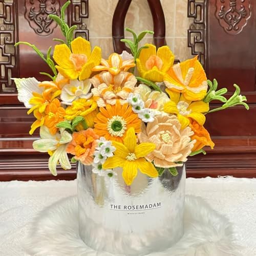 AHAMETON 620Pcs Golden Orange Pipe Cleaners Flower Kit,Chenille Stems - Image 6