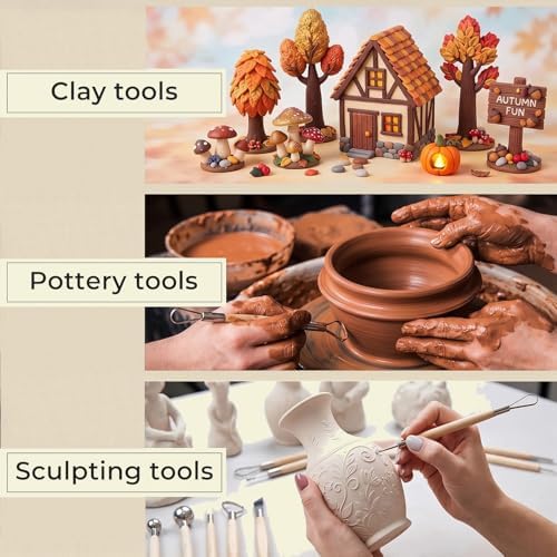 12PCS Pottery Tools Kit for Beginners Clay Sculpting & Ceramic mud Tools Set with Sponge Carving Supplies Cleaning Easy-to-Use Pottery Starter Kit for DIY Craft & Clay Modeling - Image 7