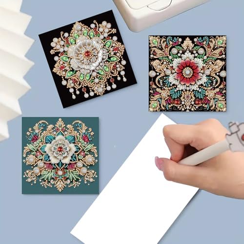 jinglinhh 12pcs Diamond Art Painting Mandala Greeting Cards with Envelopes, DIY Card Making Kits for Adults, Diamond Art Christmas Cards for Holiday Gifts - Image 4