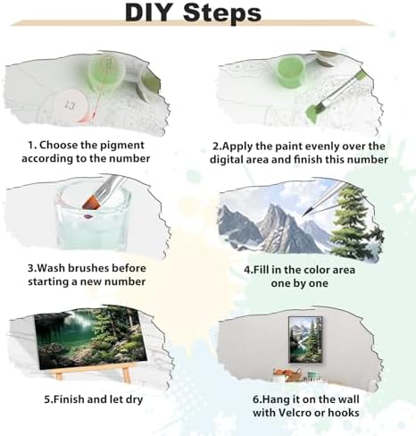 EOBROMD Framed Paint by Numbers Kits for Adults with Wooden Easel, Landscape Mountain DIY Kits Crafts for Beginner on Stretched Canvas, 3 Brushes and Acrylic Paint for Home Decor 10x14 Inch - Image 5