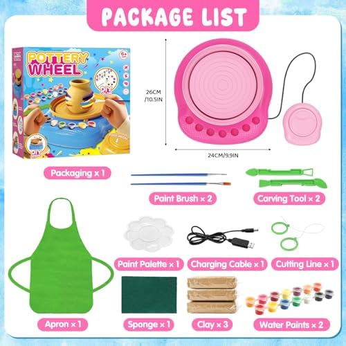 Weilim Pottery Wheel for Kids Beginners, Air-Dry Clay & Paint Kit Ages 6-12 - Image 2