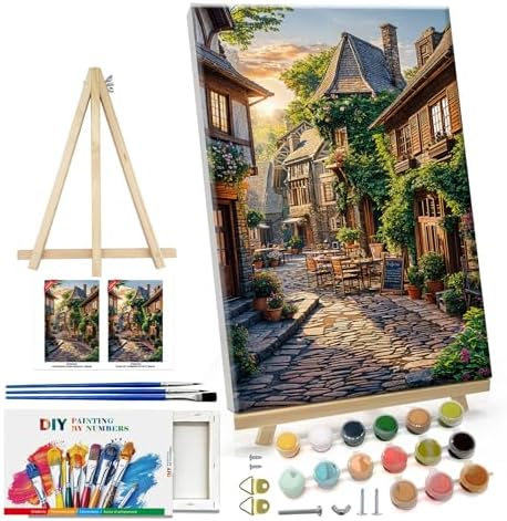 ATDMS City Street Scene Paint by Numbers Kit for Adults with Frame by ATDMSDIY