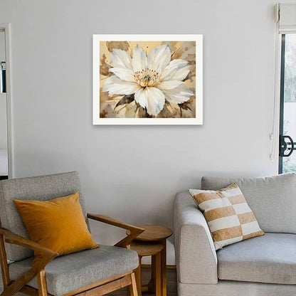 Botanical Art Paint by Numbers Kit for Adults - DIY White Petal Flower with Beige Tones Painting on Canvas 16x20 Inches,Acrylic Paint Set,Suitable for Beginners,Art for Home Decoration/Gifts - Image 4