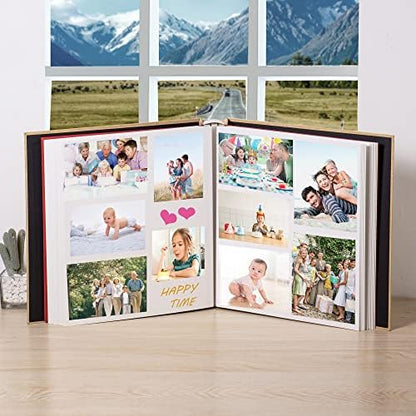 Large Photo Album Self Adhesive 4x6 5x7 3x5 8.5x11 Scrapbook Magnetic Album DIY Scrap Book Length 13 x Width 12.8 (Inches) 120 Sticky Pages Linen Cover DIY Photo Album (Yellow) - Image 3