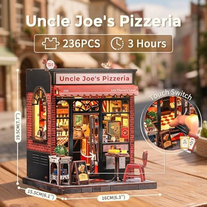 CUTEBEE Book Nook Kit, DIY Miniature Dollhouse Kit, Pizza Shop Booknook - Image 2