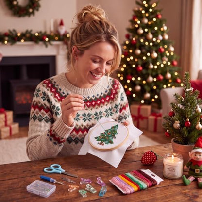 Rivvlive 26 Pcs Christmas Tree 18 Mesh Needlepoint Canvas Kit Beginner - Image 6