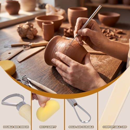Adameng 24 Pcs Clay Tools,Clay Sculpting Tools kit,Pottery Tools for Air Dry Clay, Beginner,Ceramics and Modeling Tools for Carving,Pottery Craft, Drawing,Molding,Shaping,Hobbyists, Artists - Image 3