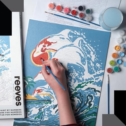 Reeves Paint by Numbers Kit for Adults – Playful Dolphins– Packed with Canvas Board, Brushes and Paint - Suitable for Beginners, Leisure and Recreational Users - Image 2