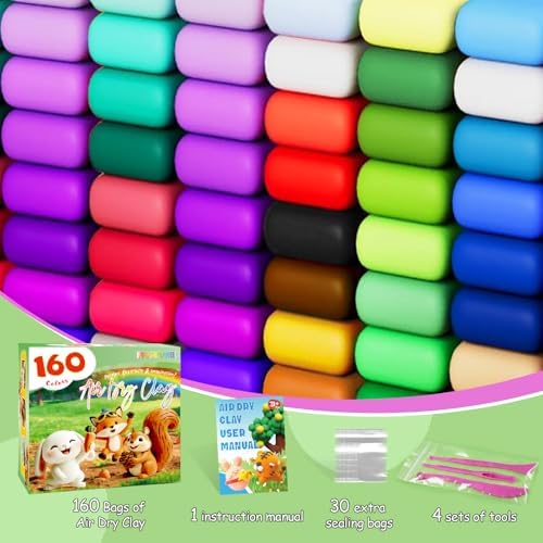MuseLuxe 160 Colors Air Dry Clay Kit with Sculpting Tools - Image 2