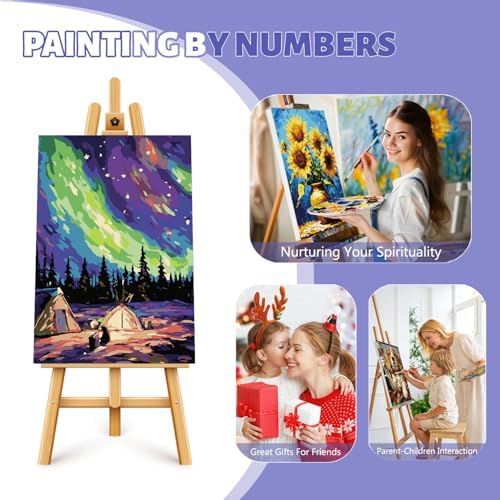 Framed Paint by Numbers Kit for Adults Beginner & Kids Ages 8-12, Aurora Landscape Adult Paint by Number Kits on Canvas with Frame, DIY Number Painting for Adults for Home Wall Decor Gift 8 x 12 Inch - Image 7