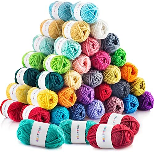 CRAFTISS 60 of 20g/0.7Oz Acrylic Yarn Mini Skeins - 2600 Yards of Soft Yarn for Crocheting and Knitting Craft Project, Assorted Starter Crochet Bulk Kit for Adults and Kids by CRAFTISS