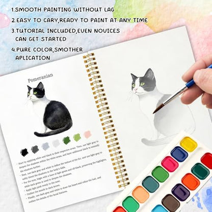 12 Cat Breed Patterns Watercolor Set, Kitten Painting Book for Beginners, DIY Art Gift for Cat Moms, Adults and Teens, Relaxing Stress Relief Watercolor Workbook, Pet Lover Activity Kit - Image 4