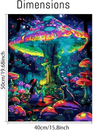 Paint by Numbers Kit for Adults,Magic Mushroom Paint by Number 16x20 In - Image 3