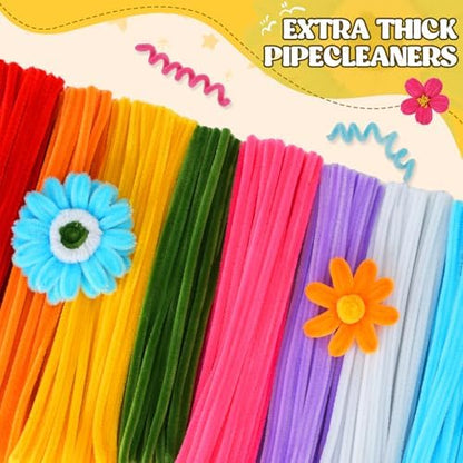 Anyeve 800PCS Pipe Cleaners Flower Kit, Pipe Cleaner Bulk Craft Flower Making Kit with Instruction, 8 Colors Thick Chenille Stems for Arts DIY Craft Supplies with Gardening Tape, Floral Wires, Stamen - Image 3