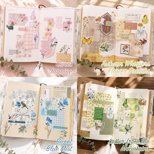 400Pcs Floral Scrapbook Supplies Kit,Junk Journal Supply for Beginner - Image 4