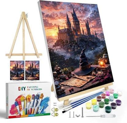 Castle Paint by Numbers Kit for Adults Framed Canvas, with Framed Canvas - Image 6