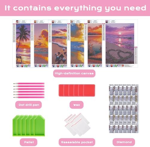 DOTSOPS 6 Pack Beach Diamond Painting Kits for Adults Art Painting Kits - Image 3