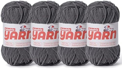 4 Pack Plush Chunky Chenille Yarn for Crocheting, Soft Fluffy Velvet Yarn for Crocheting Amigurumi, Fuzzy Baby Blanket Knitting 400g/524yds Bulky(4 Dark Gray) by Sekafris