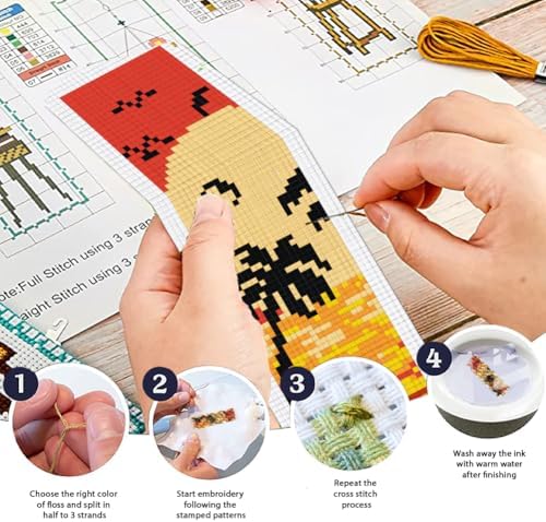 ORIGACH 6 Set Sunset Landscape Cross Stitch Bookmark Kit for Beginner - Image 4