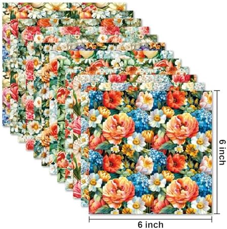24 Sheets Blooming Flowers Pattern Paper, 6" x 6" Scrapbooking Supplies Decorative Craft Paper for DIY Card Making Photo Album Junk Journal Décor - Image 2