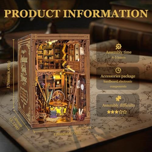 Book Nook Kit DIY Miniature House 3D Wooden Puzzle - Myriad Books House - Image 3