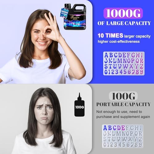 Bsrezn 1000g UV Resin Bulk, Clear UV Epoxy Resin Cure for Jewelry Making - Image 2