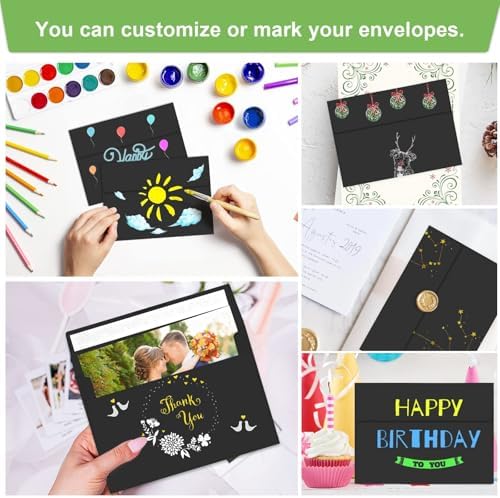 70 Packs A4 Envelope, Black A4 Envelopes, 4x6 Photo Envelopes for Invitations, Envelopes Self Seal for Weddings, Baby Shower, Photos, Postcards, Greeting Cards, Mailing - Image 6